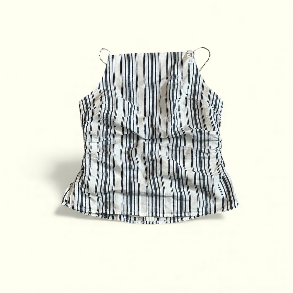 NWT Madewell Ruched Squareneck Tank in Linen-Cotton - Picture 4 of 5